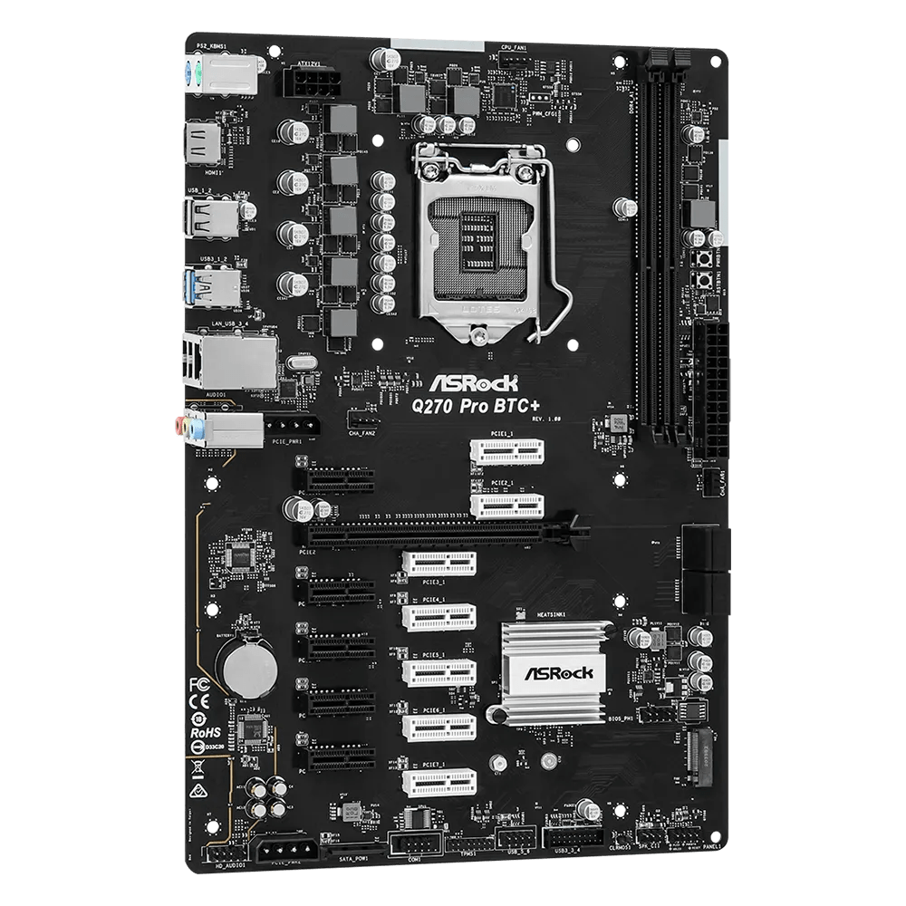 ASRock Q270 Pro BTC+ Intel 200 Series Mining Motherboard | 90 - MXBHM0 - A0UAYZ | - Vektra Computers LLC ASRock Q270 Pro BTC+ Intel 200 Series Mining Motherboard | 90 - MXBHM0 - A0UAYZ | - Vektra Computers LLC